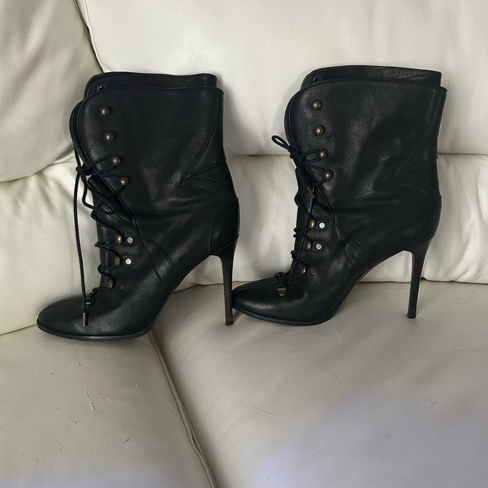 Burberry Black Lace-Up Leather Boots